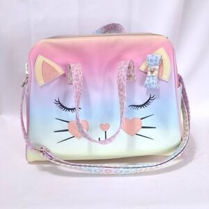 Under One Sky Kitty‎ Cat Rainbow Weekender Bag Strap Bow Sparkle Mint Condition